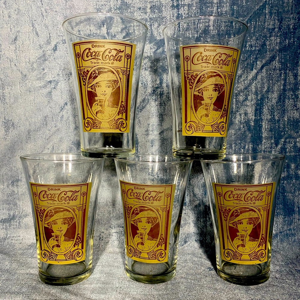 Vtg The Archives 'Drink Coca-Cola' Trade-Mark Flair 16 oz. Glass 1980's